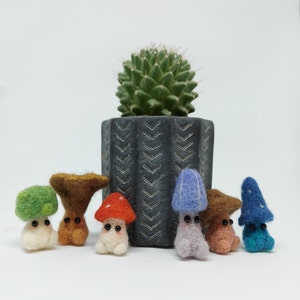 Fungi Worry Buddy | Mushroom Jar | Needle Felted Gift | Miniature | Mental Health/Anxiety Aid | Desk Pet | Cute | Birthday Present Idea