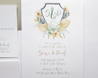 CREST Banksia Design/Wedding Invitation/Set/Hand Painted