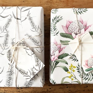 GIFT WRAP/Waratah/Callistemon/Christmas Wrapping Paper/Hand Drawn/Hand Painted/Australian Botanicals