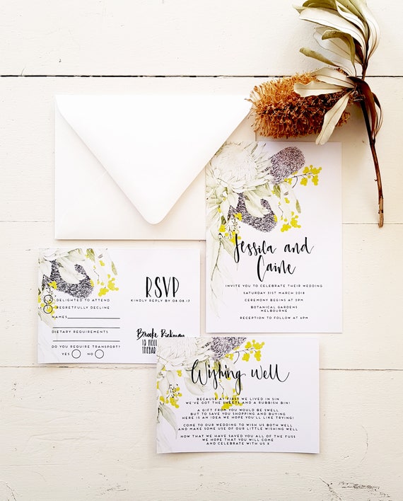 Australian Natives Wedding Invitation Etsy