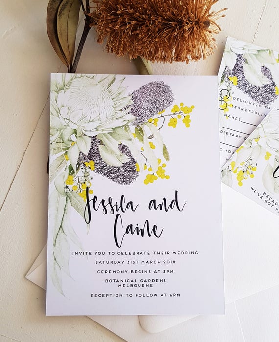 Australian Natives Wedding Invitation Etsy