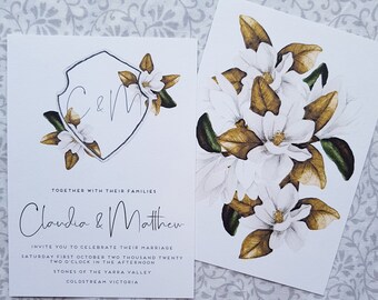 CREST Magnolia Design/Wedding Invitation/Set/Handpainted