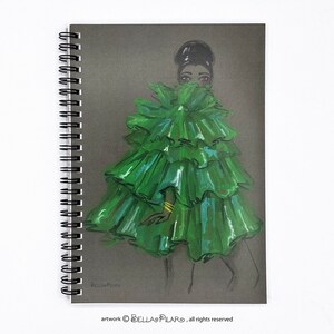 spiral notebook fashion Illustration fashion girl gift fashion art Bella Pilar, Tamara in Green
