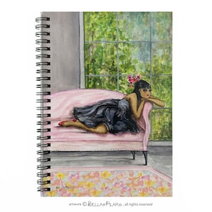 spiral notebook fashion Illustration fashion girl gift fashion art Bella Pilar, Clarisse on a Rainy Day