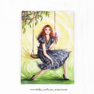 hardcover journal fashion Illustration fashion girl gift fashion art  Bella Pilar, Avril on a Swing