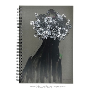 spiral notebook fashion Illustration fashion girl gift fashion art Bella Pilar, Riley in a Flower Top Dress