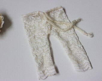 Lace Baby Pants - White Baby Pants - Flower Baby Pants - Cake Smash photol Outfit - Newborn Pants - baby leggings - 1st BIrthday Girl Outfit