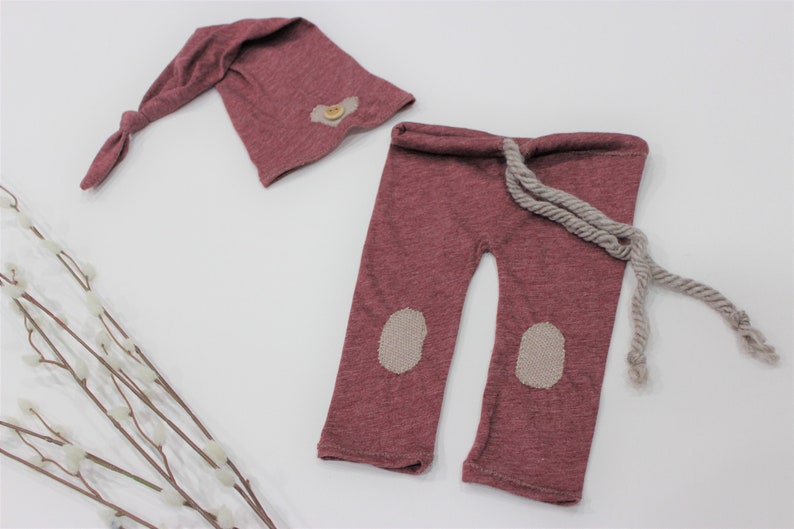 Newborn Sleepy Hat baby Leggings Sleepy Hate Newborn Pants Red sleepy Hat Newborn Photo Prop Red newborn Sleepy Hat