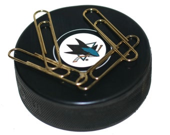 San Jose Sharks Auto Series Hockey Puck Magnetic Paperclip Holder