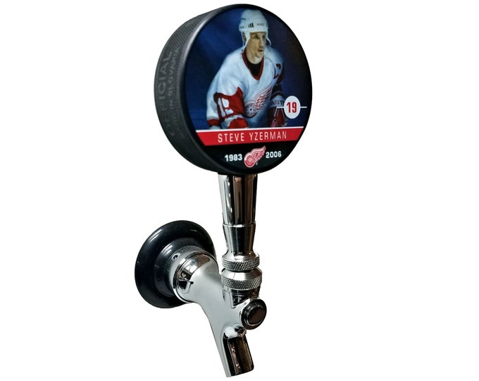 Detroit Red Wings Steve Yzerman NHL Hockey Puck Beer Tap Handle