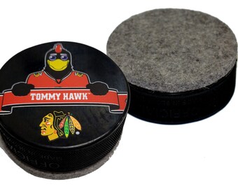 Chicago Blackhawks Mascot Tommy Hawk Hockey Puck Board Eraser For Chalk & Whiteboards
