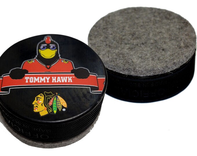Chicago Blackhawks Mascot Series Tommy Hawk Hockey Puck Board Eraser For Chalk & Whiteboards