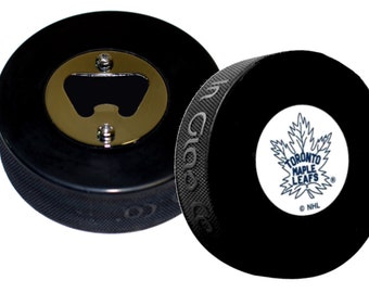 Toronto Maple Leafs  Bottle Opener made from a Real Hockey Puck
