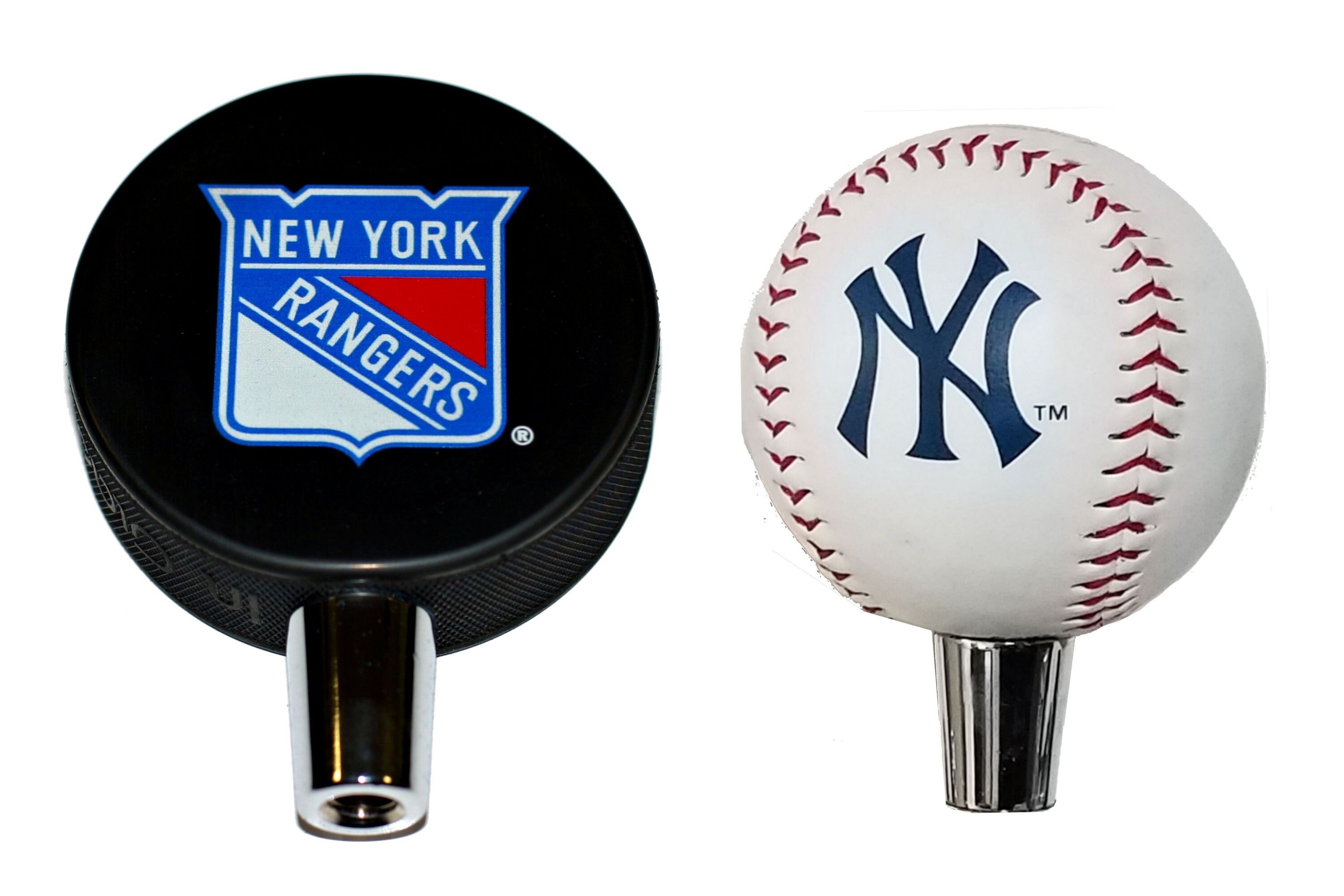 New York Rangers Hockey Puck And New York Yankees Baseball Beer Tap