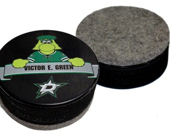 Dallas Stars Mascot Victor E Green Hockey Puck Board Eraser For Chalk & Whiteboards