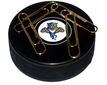 Florida Panthers Throwback Logo Auto Series Hockey Puck Magnetic Paperclip Holder