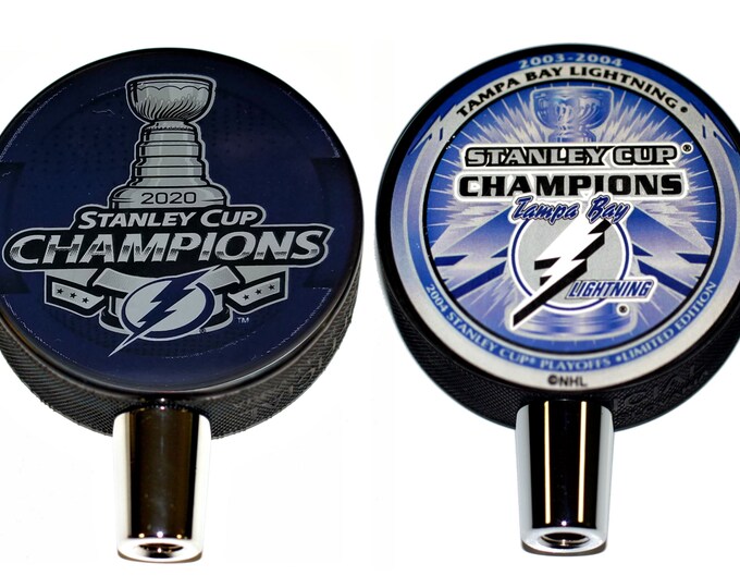 Tampa Bay Lightning 2020 And 2004  Stanley Cup Champions Hockey Puck Beer Tap Handles