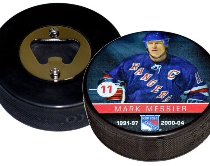 New York Rangers Mark Messier Player Series Hockey Puck Bottle Opener