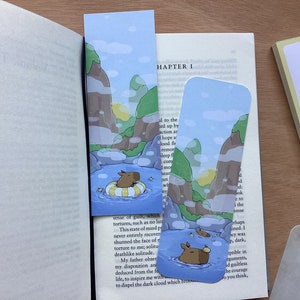 Capybara hotspring || Double sided Matte Bookmark