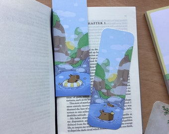 Capybara hotspring || Double sided Matte Bookmark