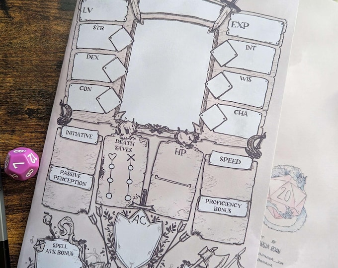Bounty Hunter - Customisable Character Sheet notebook A5 - Updated Design  - TTRPG DnD book