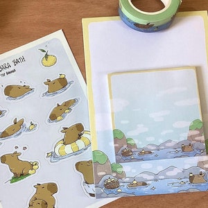 Capybara Bath Stationary Set || Scrapbooking, planner, diary and organiser accessories