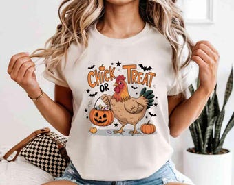 Chick or Treat Huhn PNG: Halloween T-Shirt Design (Digitaler Download)