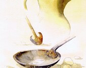 Arab Coffee Pot Implements Dallah Traditional Nomadic Bedouin Arabian Desert Brass Gold Roasting Utensils Mounted Wall Birthday Art Print