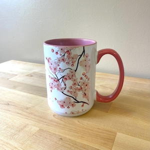 Cherry blossoms Mug, Sakura coffee cup, optional personalized cherry blossom mug, Floral Coffee Cup, New beginning mug, Gift for mom