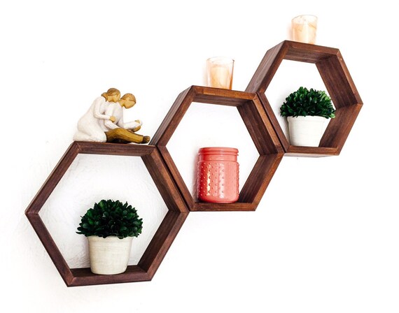 Hexagon Shelves Geometric Set Of 3 Image 0