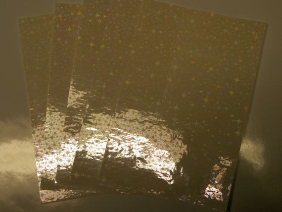 holographic transparent stars overlay self adhesive polyester 4/"x6/" 10 sheets