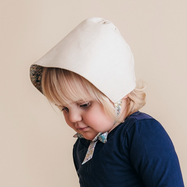 Linen Baby Bonnet - Made with Liberty Fabrics Tana Lawn Michelle Purple