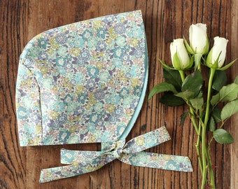 Summer Bonnet - Cotton Bonnet - Made with Liberty Fabrics Tana Lawn Michelle Purple