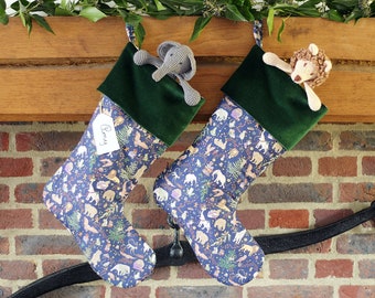 Luxury Christmas Stocking - Personalised Stocking - Made with Liberty Fabrics Tana Lawn Christmas Blue