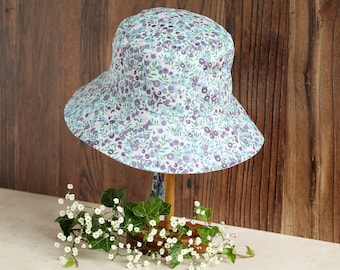 Baumwollhut - Bucket Hat - Hergestellt mit Liberty Fabrics Tana Lawn Wiltshire Blueberry