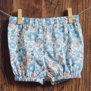 Bloomers for Baby Girls - Cotton Baby Bloomers - Made with Liberty Fabrics Tana Lawn Betsy Blue