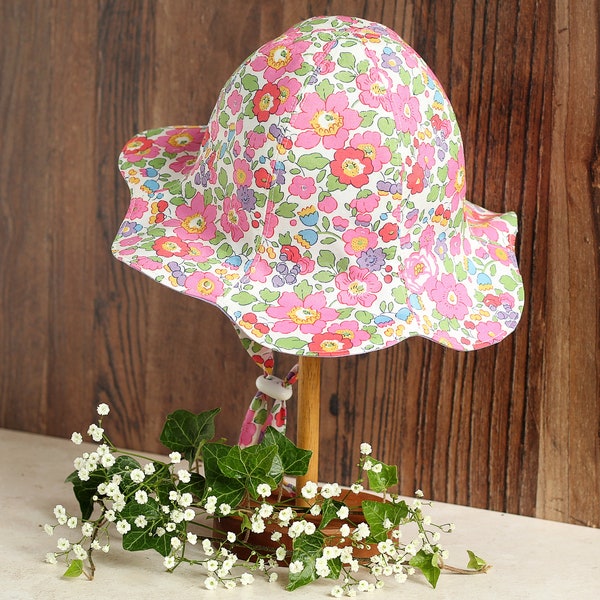 Girls Summer Hat - Adult Sun Hat - Made with Liberty Fabrics Tana Lawn Betsy Pink