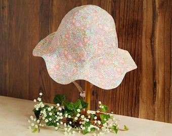 Sun Hat - Girls Cotton Hat - Made with Liberty Fabrics Tana Lawn Michelle Pink