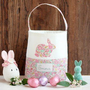 Ostern Korb - Personalisierte Ostern Tasche - Mädchen Osterkorb - Osterhase Tasche - Bestickte Ostern Tasche - Hergestellt mit Liberty Fabrics