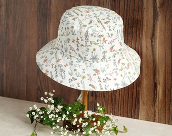 Bucket Sun Hat - Made with Liberty Fabrics Tana Lawn Theo orange