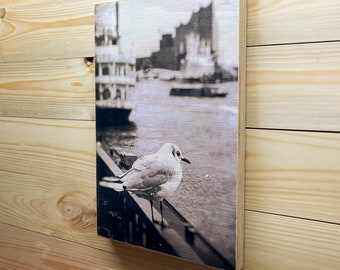 Wooden picture 'Moin from the Elbe' - warm welcome in wood