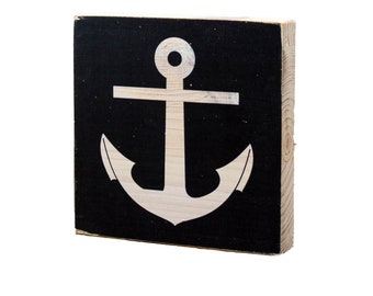 Wooden picture - anchor black