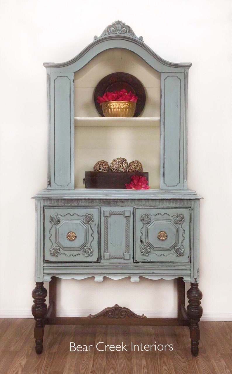 Antique China Hutch >> Light Blue China Hutch Vintage Jacobean China Cabinet Etsy Antique China Hutch >> Light Blue China Hutch Vintage Jacobean China Cabinet Etsy