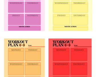 Weekly Workout Planner - Yellow (A4)