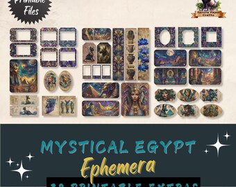 Mystical Egypt Ephemera: Teal, Purple & Gold Printables (JPG + PDF)