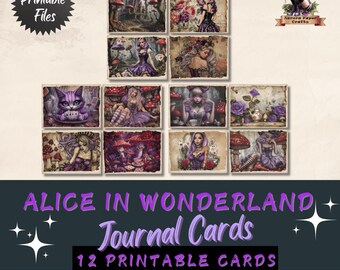 Alice in Wonderland Junk Journal Cards: Printable Ephemera (JPG + PDF)
