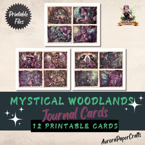 Mystical Woodland Junk Journal Cards, Landscape, 3 Printable Digital JPG Pages 11 X 8.5", Download, JPG + PDF files