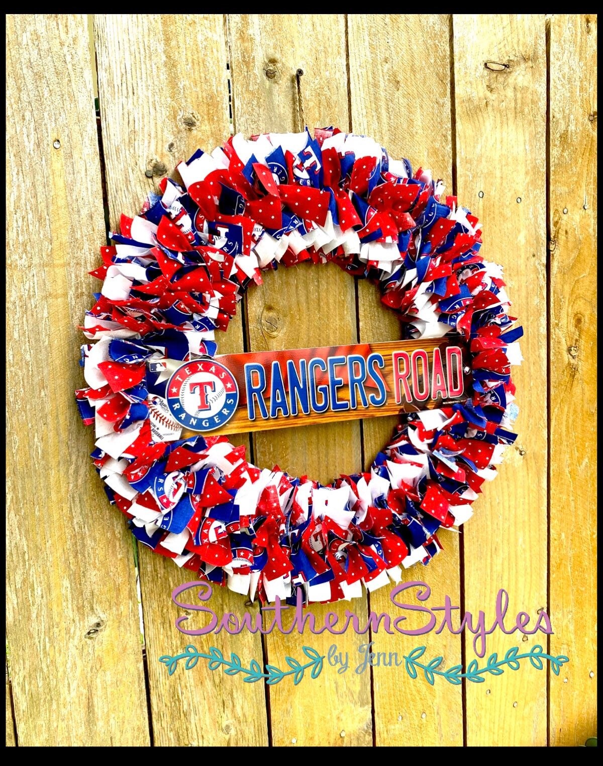 Lets Go Rangers Texas Baseball Wreath 