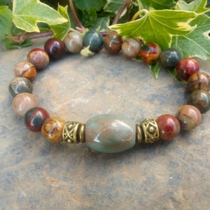 Picasso Jasper Bracelet, Beaded Crystal Bracelet, Gemstone Mala, Boho Bracelet, Yoga, Stone Bracelet, Women, Men, Zen, Meditation, Chakras