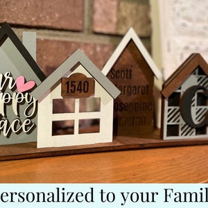 Personalized Standing House Centerpiece + Farmhouse + Decor + Family Name Sign + Custom + Gift
